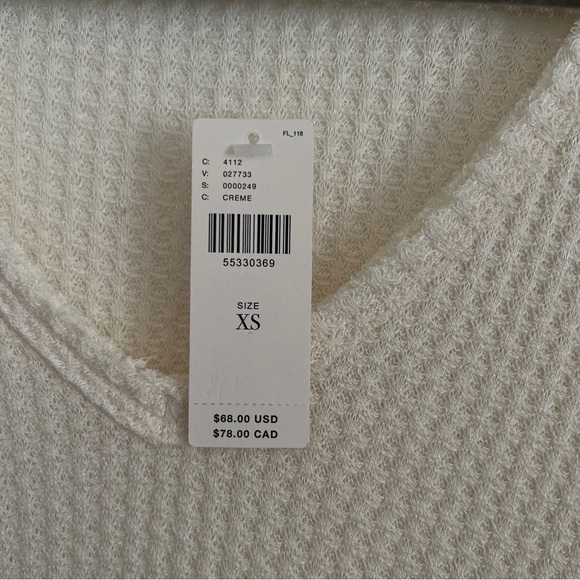 Anthropologie Eri + Ali Creme V-Neck Waffle Knit Top-Size XS-New With Tags - Picture 6 of 6